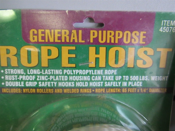 TWO NEVER USED GENERAL PURPOSE ROPE HOISTS
