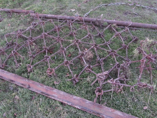 2 FIELD HARROWS w/DRAW BARS, PANELS AND SPARE PARTS