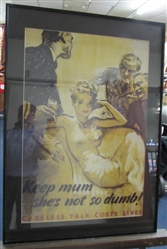 KEEP MUM SHES NOT SO DUMB WWII FRAMED & MATTED POSTER