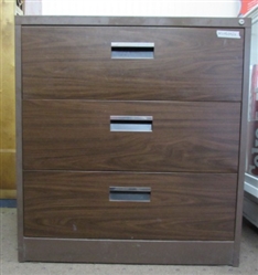 HEAVY DUTY METAL FILING CABINET WITH FAUX WOOD GRAIN DRAWER FRONTS