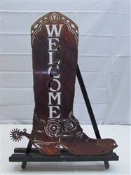 COWBOY BOOT METAL WELCOME SIGN