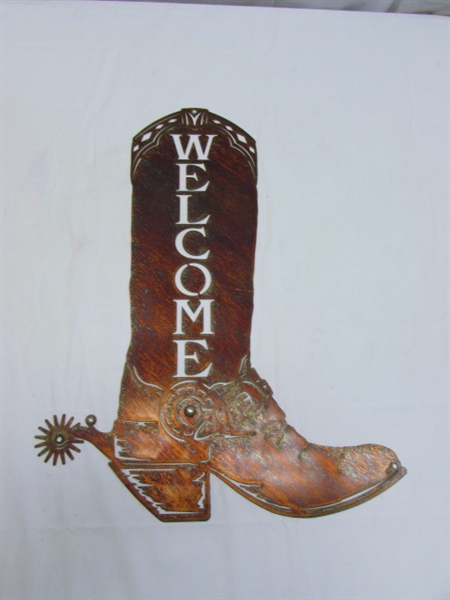 COWBOY BOOT METAL WELCOME SIGN