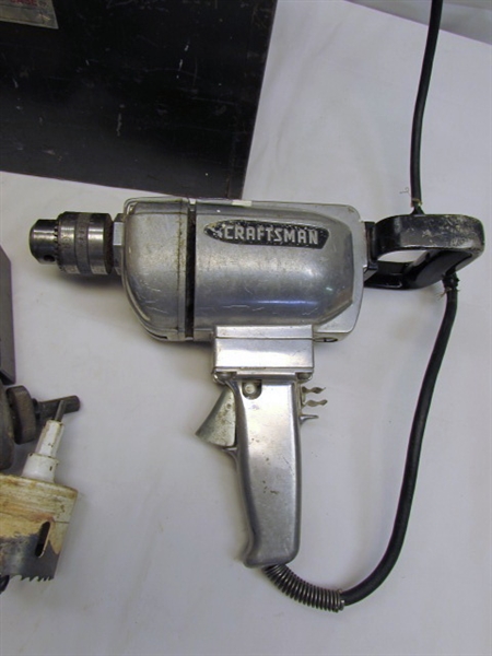 CRAFTSMAN 1/2 INDUSTRIAL REVERSIBLE DRILL/CASE/BITS & MORE
