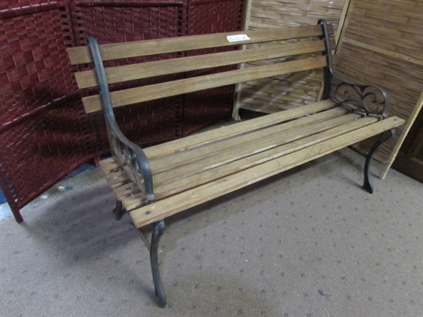 CAST IRON & WOOD OUTDOOR BENCH