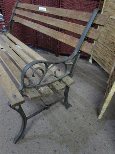 CAST IRON & WOOD OUTDOOR BENCH