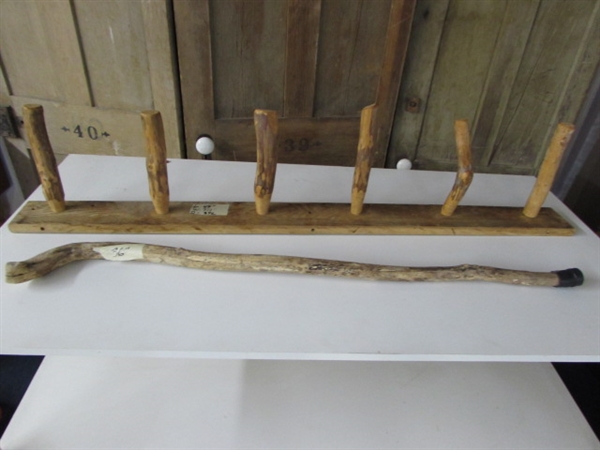 HANDCRAFTED COAT RACK AND WALKING STICK