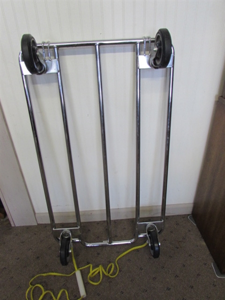 CHROME ROLLING CART WITH ROPE HANDLE