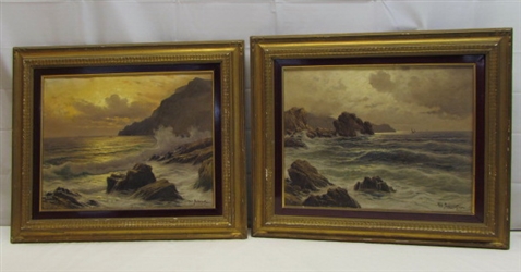 2 ORIGINAL OIL ON CANVAS SEASCAPES BY MICH. FEDERICO 1884-1966 - FROM ITALY