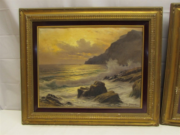 2 ORIGINAL OIL ON CANVAS SEASCAPES BY MICH. FEDERICO 1884-1966 - FROM ITALY