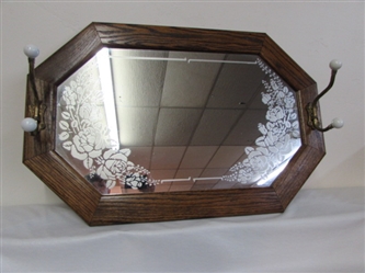 ETCHED MIRROR WITH ATTACHED COAT RACKS