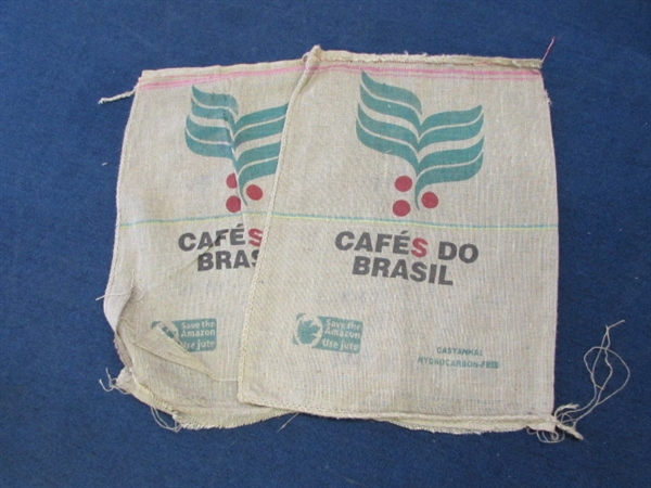 2 CAFE DO BRASIL BURLAP COFFEE BEAN BAGS