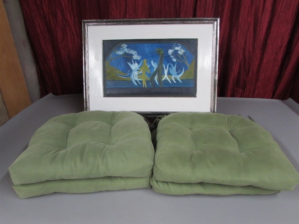 OIL PAINTING WITH SEAT CUSHIONS