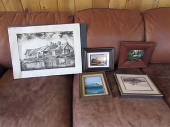 FRAMED PRINTS/A DRAWING & PAINTING OF HOUSES