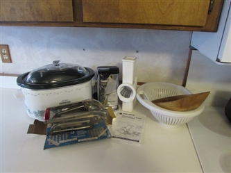 SLOW COOKER, CAN OPENER, SLICE & SHRED & VTG FRENCH FRY CUTTER