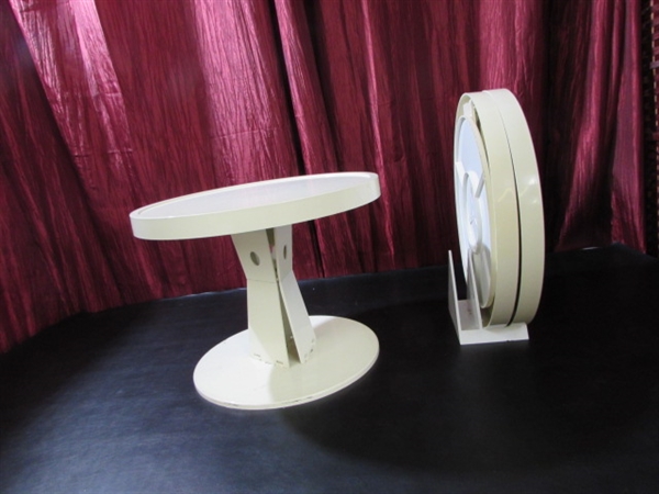 TABLE-MATE ADJUSTABLE FOLDING TABLE & 3 ROUND TABLES