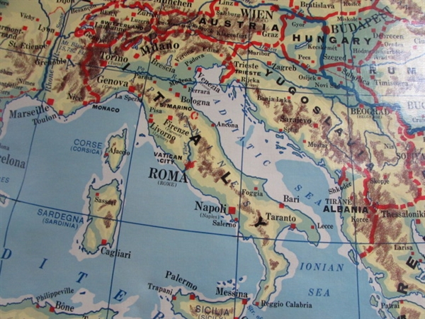 VINTAGE CRAM'S ROLL-UP MAP OF EUROPE