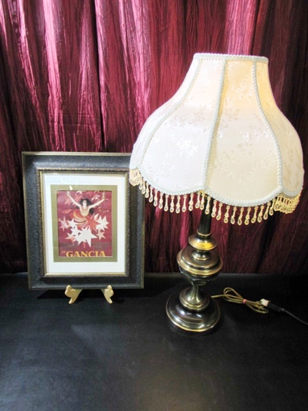BRASS LAMP & PICTURE