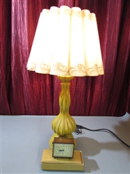 VINTAGE LAMP, CLOCK AND BOX