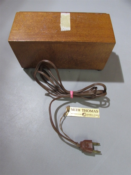 VINTAGE LAMP, CLOCK AND BOX