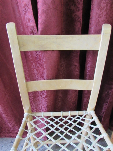 A PAIR OF PRIMITIVE WOOD/RAWHIDE SIDE CHAIRS