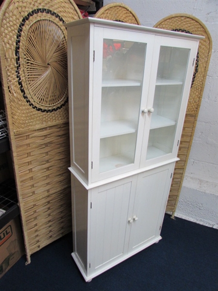 WHITE WOOD STACKING CABINETS