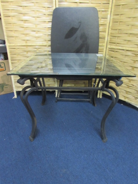 METAL & GLASS TABLE AND FOLDING TABLE
