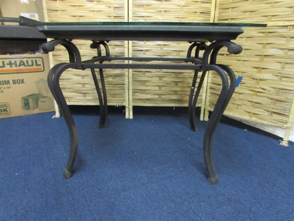 METAL & GLASS TABLE AND FOLDING TABLE
