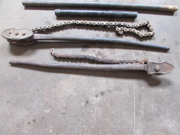 VINTAGE CHAIN PIPE WRENCHES *LOCATED OFF SITE #1*