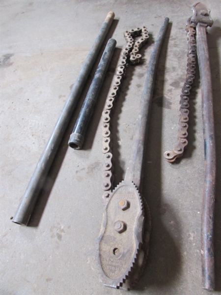 VINTAGE CHAIN PIPE WRENCHES *LOCATED OFF SITE #1*