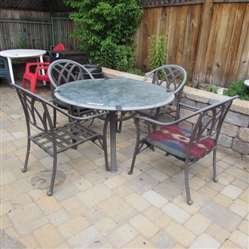 GLASS TOP PATIO TABLE AND CHAIRS