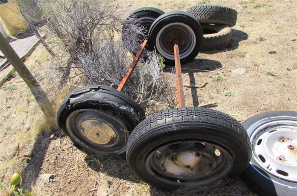 MAKE YOUR OWN TRAILER - PAIR OF AXLES WITH WHEELS & TIRES