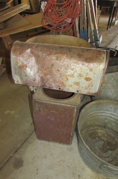 OLD BARREL, GALVANIZED BUCKETS & PAILS AND MORE