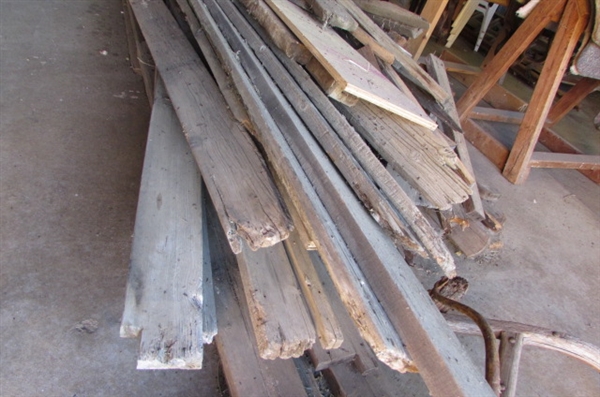 LARGE PILE OF MISCELLANEOUS BARN WOOD AND MORE