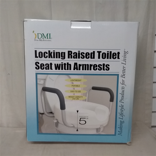 LOCKING RAISED TOILET SEAT WITH ARM RESTS