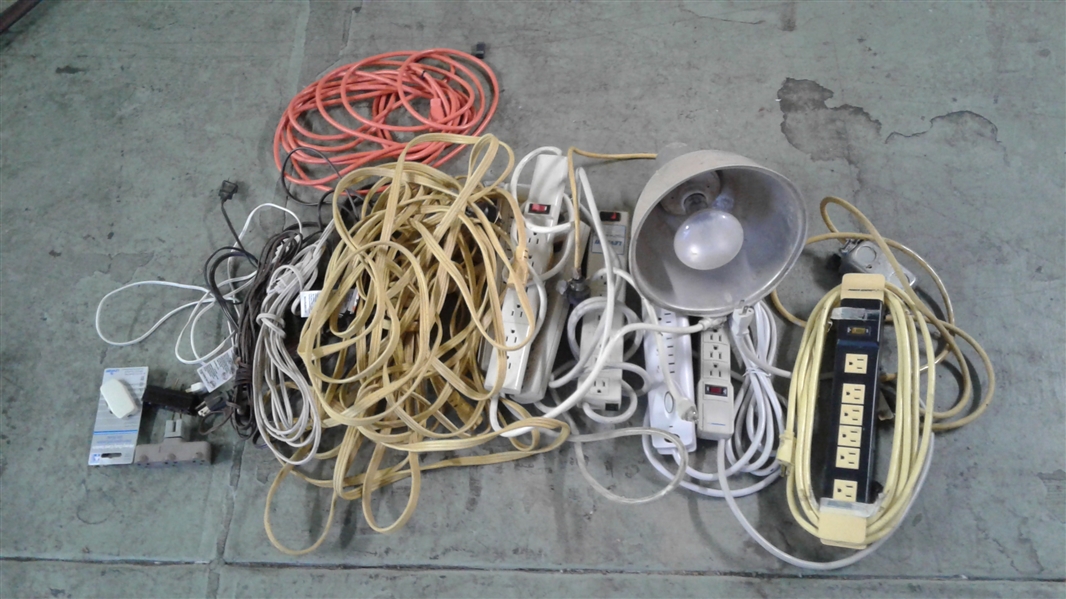 LARGE LOT OF EXTENSION CORDS AND POWER STRIPS