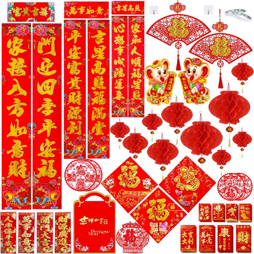 chinese new year door and window decorations