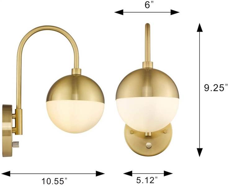LMS Gold Wall Sconce Wall Light with Brushed Brass Finished 
