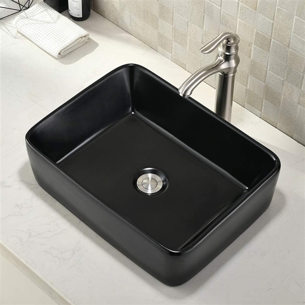 Matte Black Handmade Ceramic Bathroom Vessel Sink