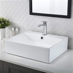  Bathroom Sink and Faucet Combo - VOKIM 21" Bathroom Vessel Sink Rectangle Above Counter