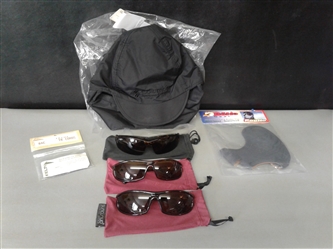 Sunglasses, All Season Face Protector, Columbia Hat, and more