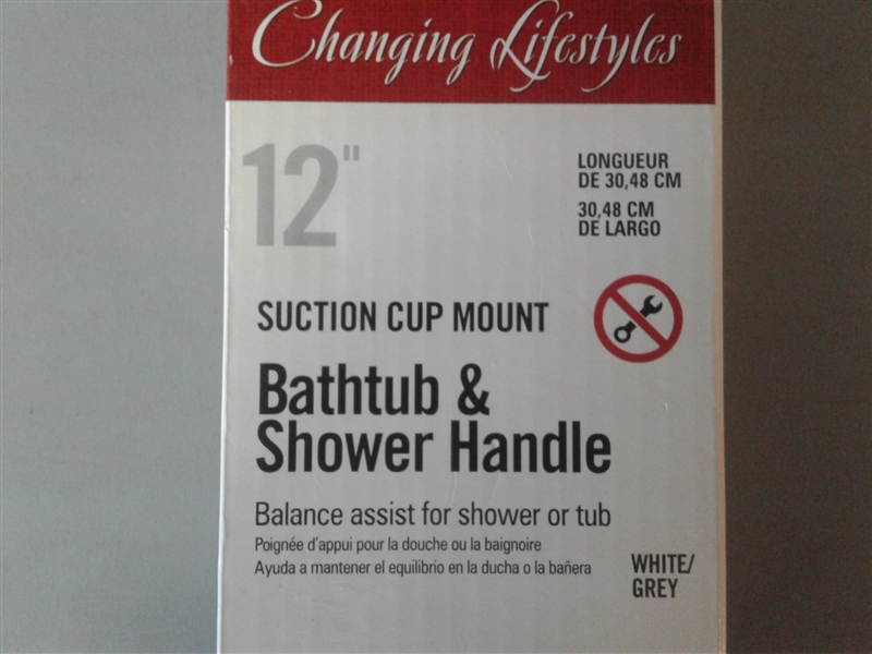 Safe-er-Grip 12 Suction Cup Mount Bathtub & Shower Handle
