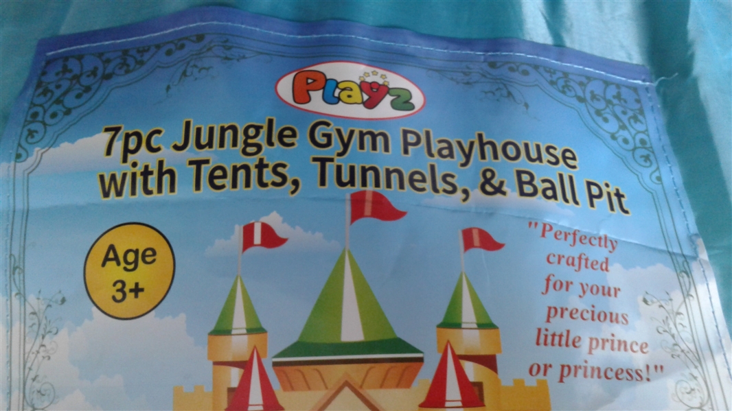 Playz 7Pc Jungle Gym Playhouse with Tents, Tunnels, & Ball Pit