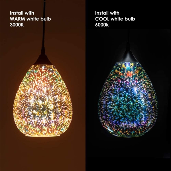 3D Reflection Glass Hanging Pendant Ceiling Light 2 Pack