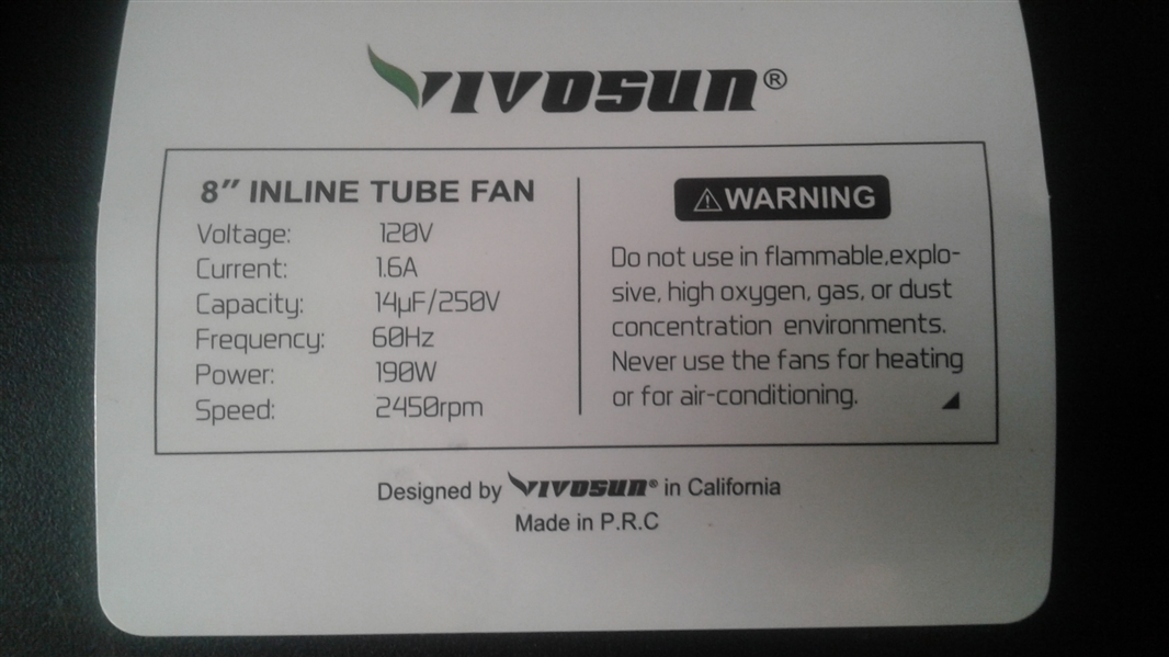 Vivosun 8 CFM Inline Duct Fan With Carbon Filter