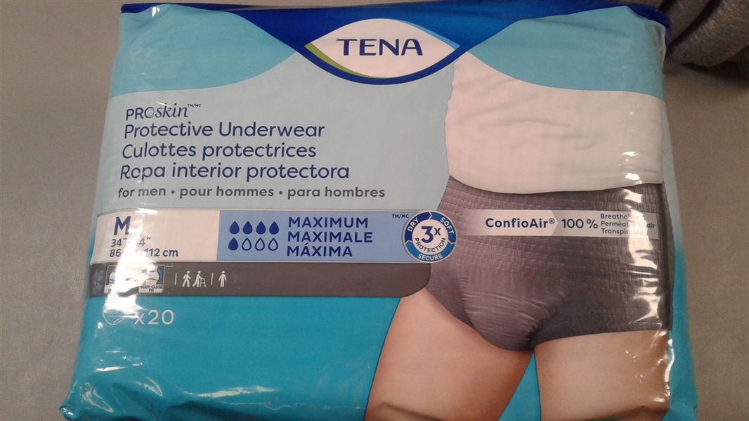 TENA Disposable Underwear Male Medium, Maximum, 37 Ct