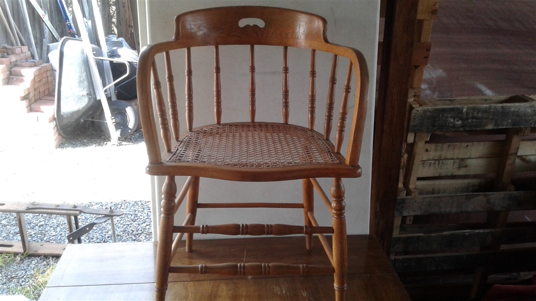 Vintage Gentlemen's Lounge Club Saloon Chair W/Cane Seat