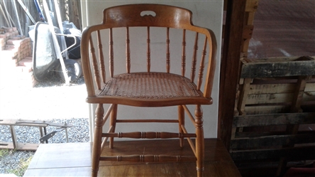 Vintage Gentlemens Lounge Club Saloon Chair W/Cane Seat