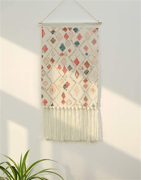 Macrame Woven Wall Hanging Tapestry, Indian Boho Chic Bohemian Aztec Home Decor