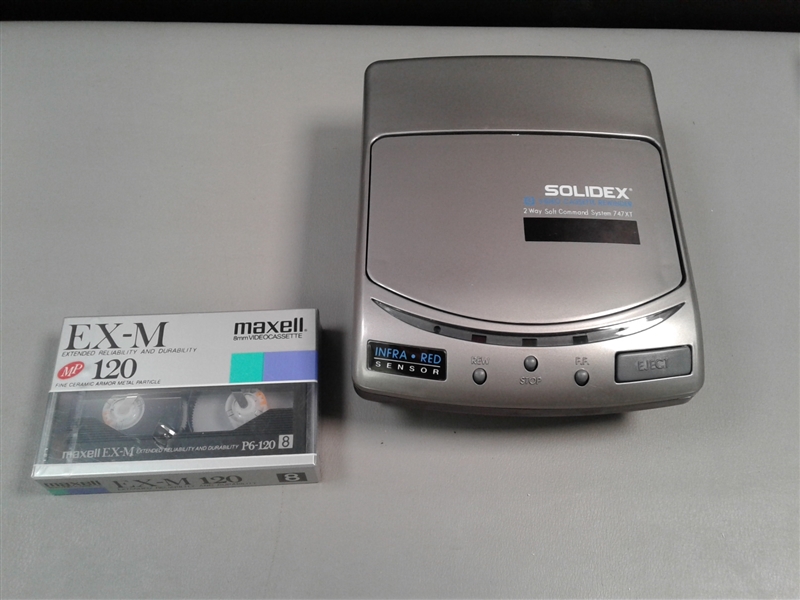 NOS- Solidex 8mm Video Cassette Rewinder & 8mm Video Cassette Tape