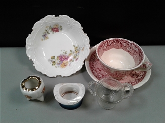 Vintage Items: Toothpick Holders, Redware, & Berry Bowl
